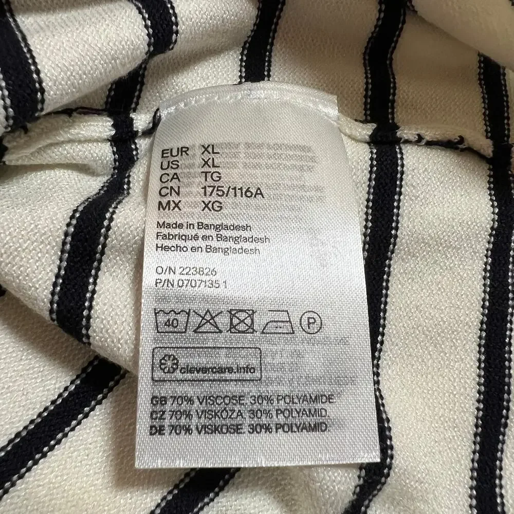 H&M Boat Neck Stripe Knit Top Size XL Stretch Coastal Nautical Preppy Casual - Picture 5 of 7